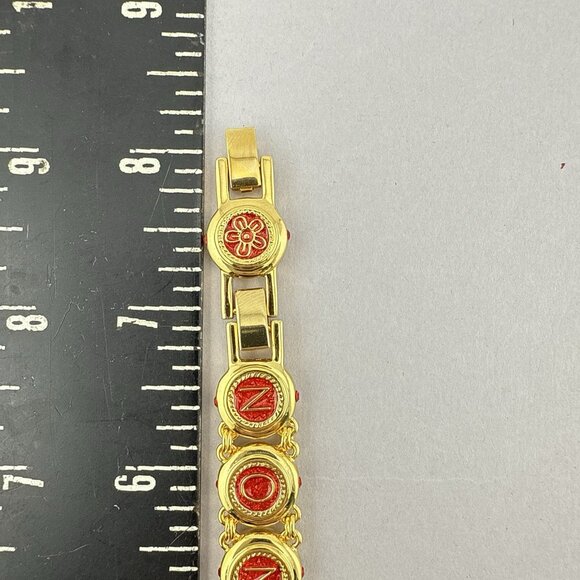 Camrose & Kross JBK Bracelet Red Castellani Wedding Jackie Kennedy Gold Tone 8" - Picture 13 of 16